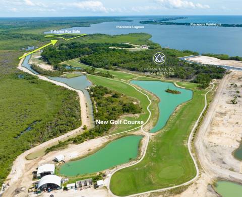 7 Acre Lagoon Front Lot Close To New Golf Course- Stann Creek